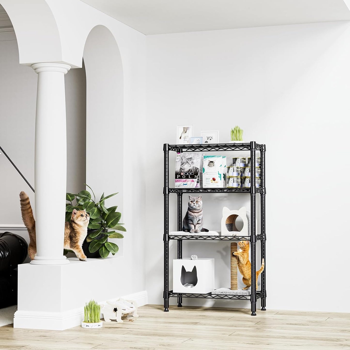1000 lbs 4 Tier Shelf Metal Storage Shelves Wire Rack Closet Organizers for Garage Kitchen Bathroom