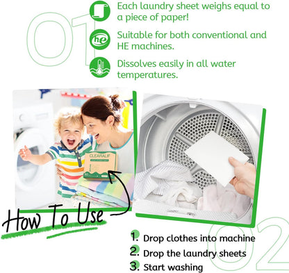 Laundry Detergent Sheets Up to 160 Loads, Wild Mint - Great For Travel,Apartments, Dorms,CLEARALIF