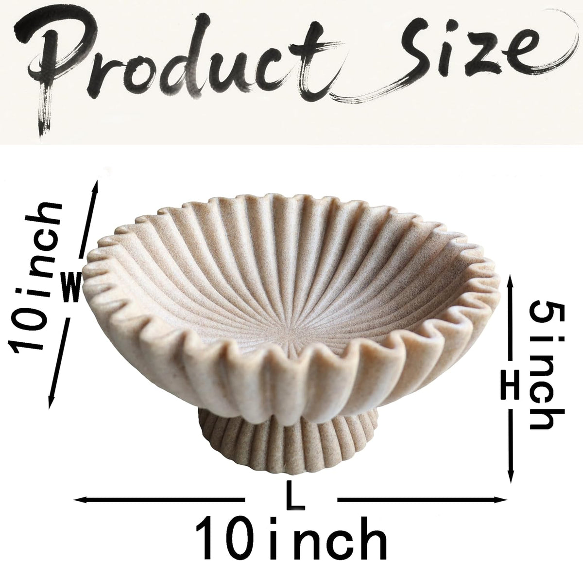 10" Large Decorative Bowl decor, Scalloped Bowls for Modern Home Decor,Ruffle Decor,Stylish Key