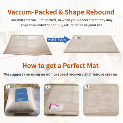 ACOMOPACK Baby Play Mat for Floor,1.3" Thick Memory Foam Area Rug for Living Room,Soft Velvet