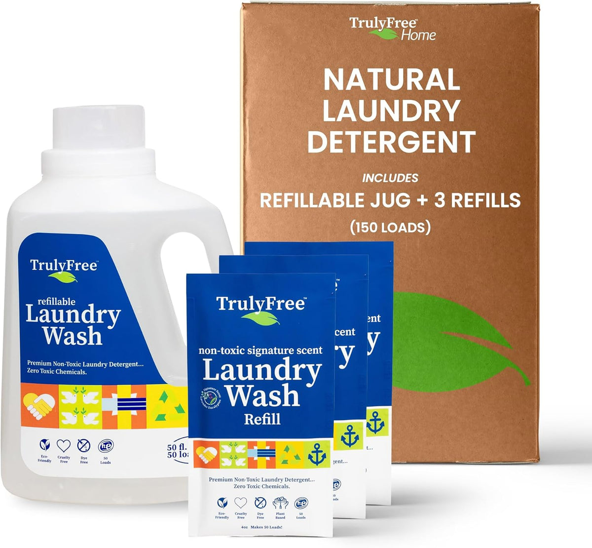 Laundry Detergent for Sensitive Skin | Gentle & Safe for Baby Clothes | Plant-Based | 3 Pack Refill