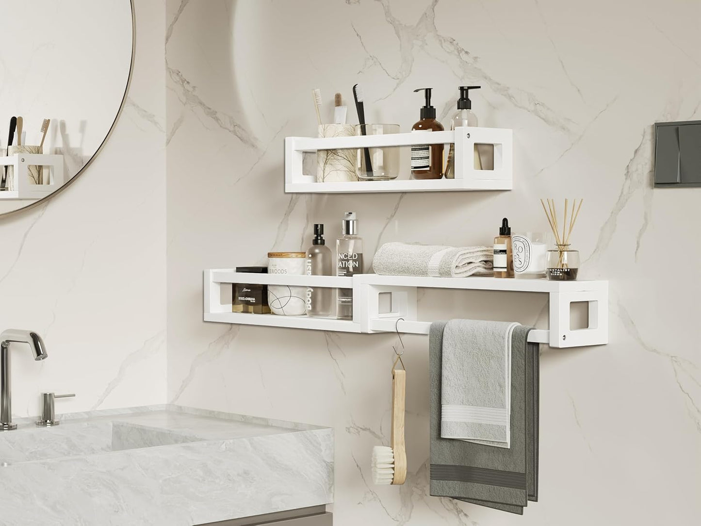 Upgraded Thick Floating Shelves - Multi-Use Wall-Mounted Bookshelves for Kids and Nursery, Ideal