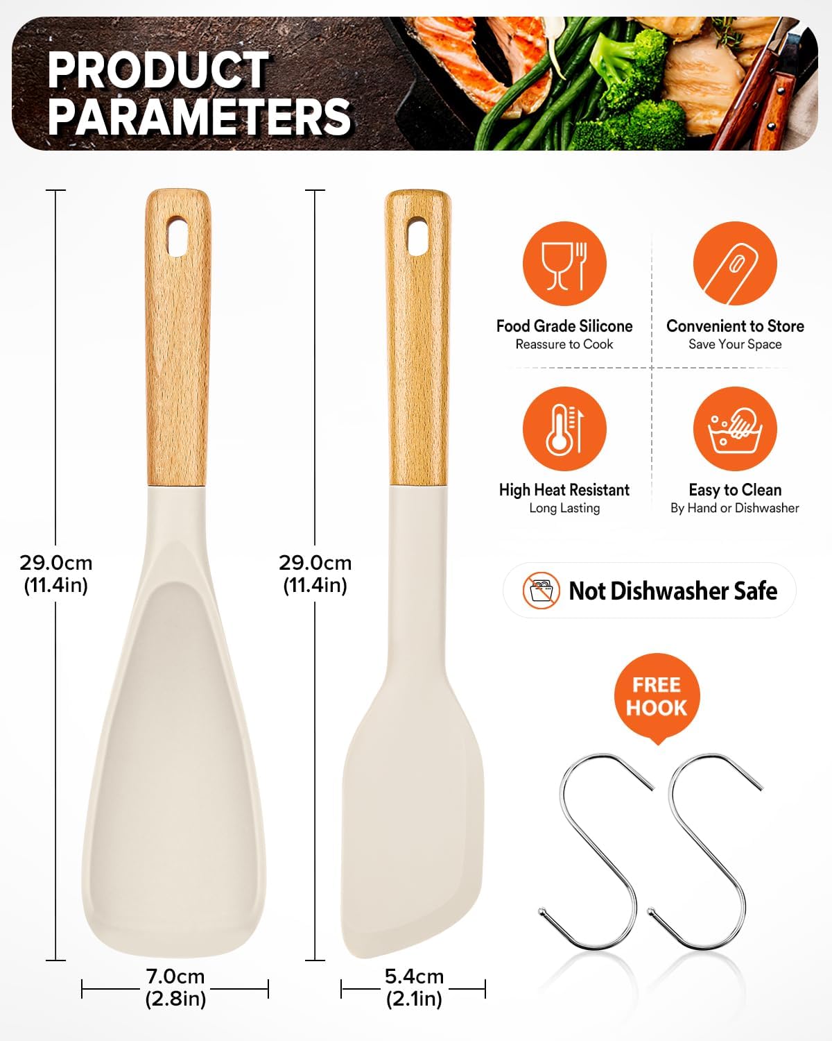 Cooking Spoon and Scraper for Nonstick Cookwares, Great for Cooking and Serving Durable BPA-Free