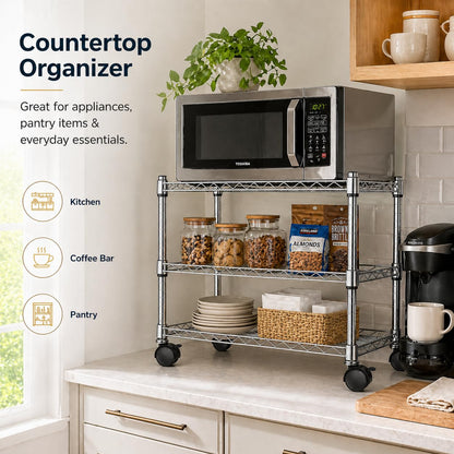 Simple Deluxe 3-Tier Storage Shelves, 750 Lbs Loading Capacity, 24.02" W x 13.78" D x 21.97" H