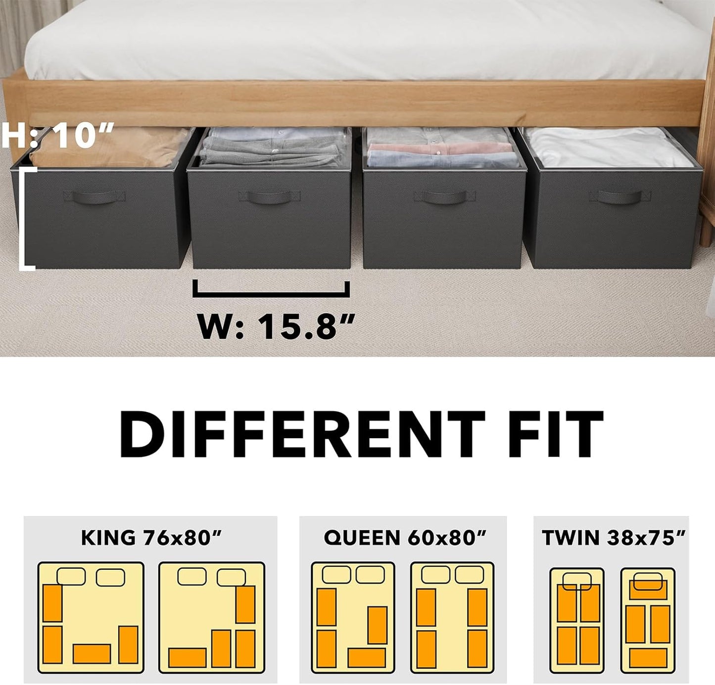 SpaceAid 4 Pack 10" High Under Bed Storage Containers, Large Underbed Storage Organizer Bins with