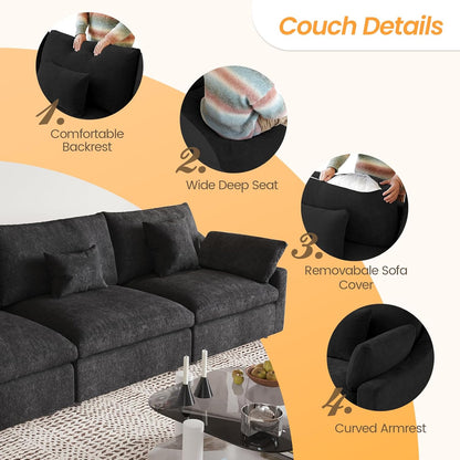 JACH Sectional Couches for Living Room, 3 Seater Cloud Sectional Couch with Deep Seat, Down Filled