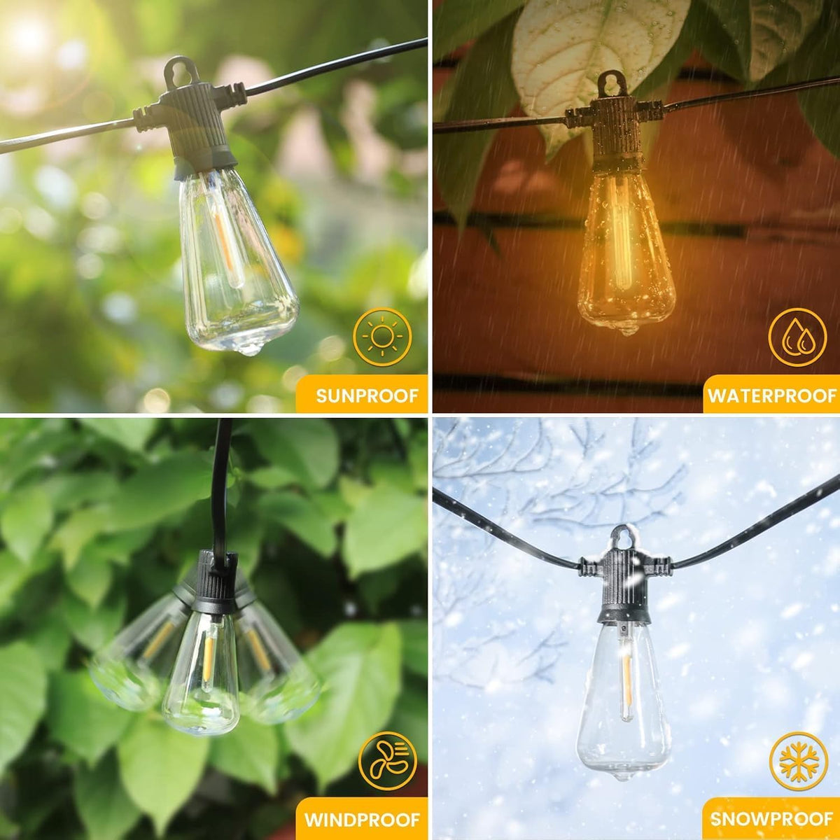 Outdoor String Lights Waterproof, 300FT Patio Lights with 146 Shatterproof ST38 Globe Bulbs(6