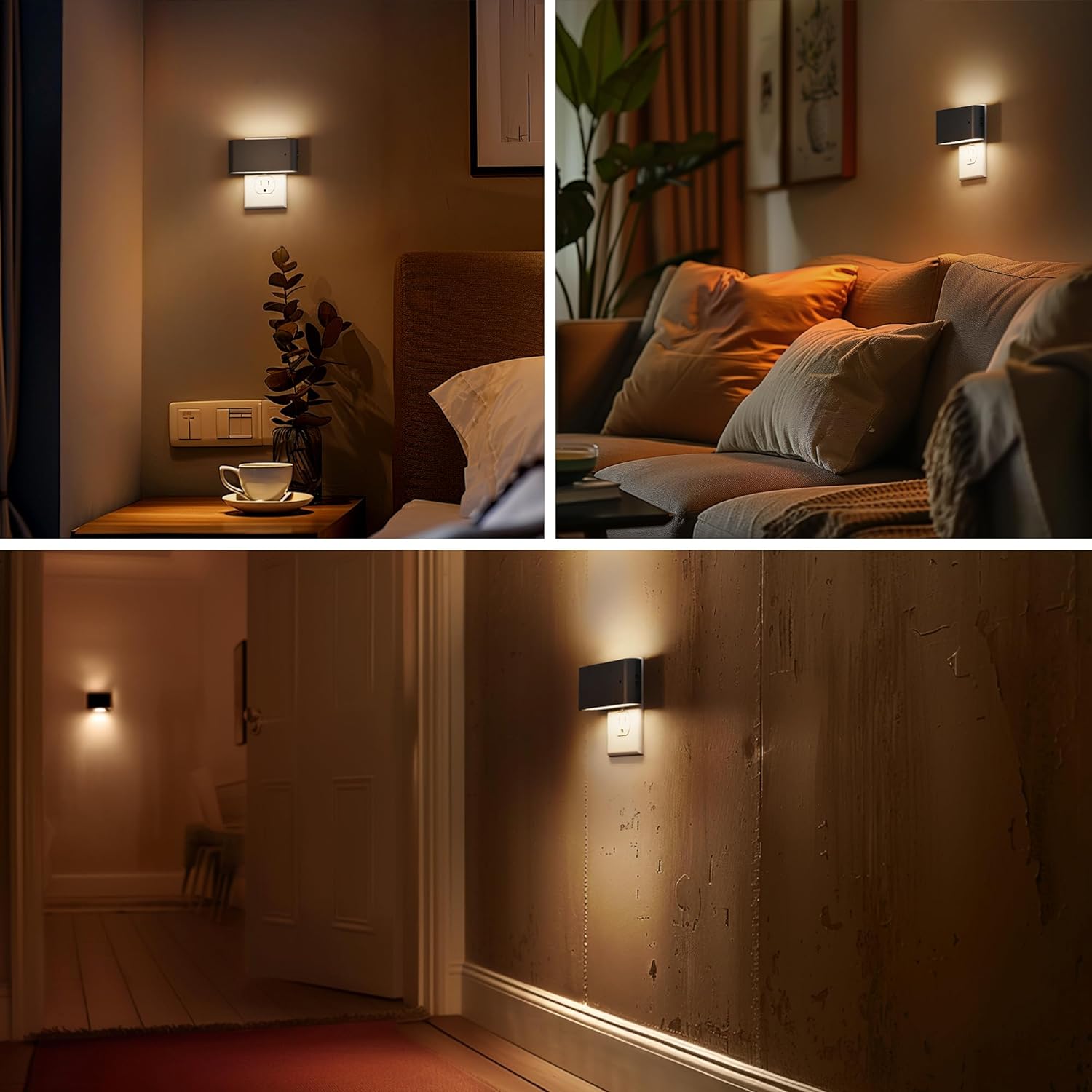 Briignite Night Lights Plug into Wall, 2 Pack, LED Night Light with Dusk to Dawn Light Sensor