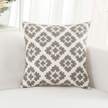 HWY 50 Grey Gray Decorative Throw Pillow Covers 18x18 Inch (1 Piece), Embroidered Cotton Farmhouse