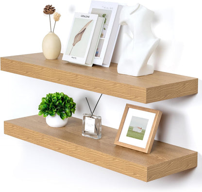 Deep Floating Shelves for Wall, 35.4W x 11.6D Rustic Large Wall Shelves Set of 2, 11.6 Inch Deep
