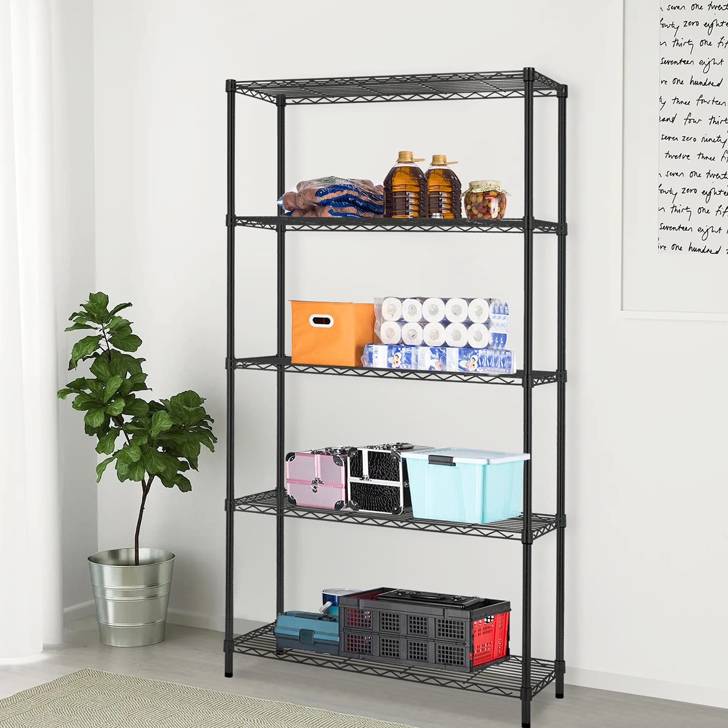 5 Tier Wire Shelving Unit 72"x36"x14"Storage Shelves Metal Wire Shelf Storage Rack Adjustable