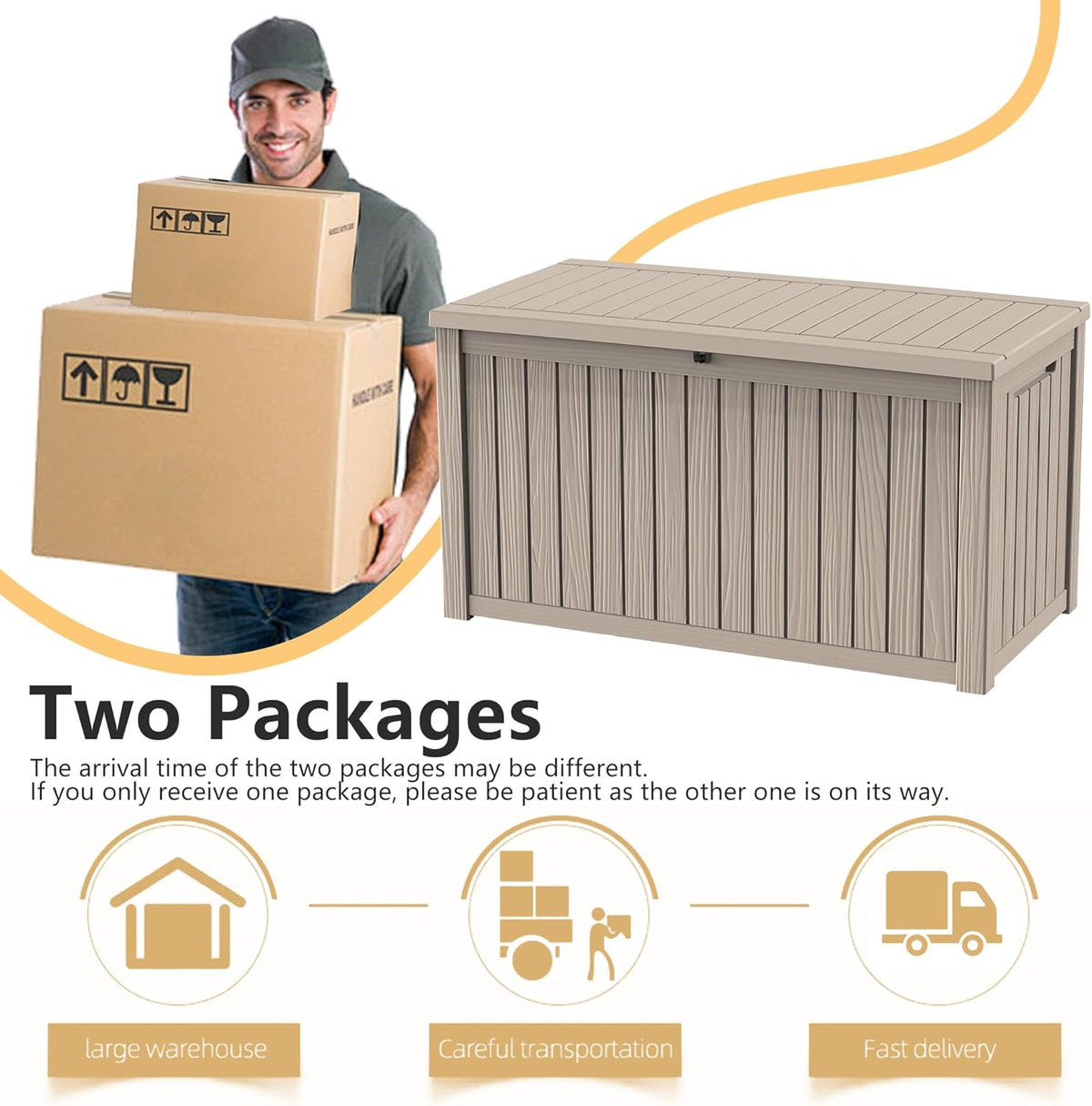 DRATO 180 Gallon Deck Box, Waterproof Resin Large Outdoor Storgae Box for Patio Furniture, Patio
