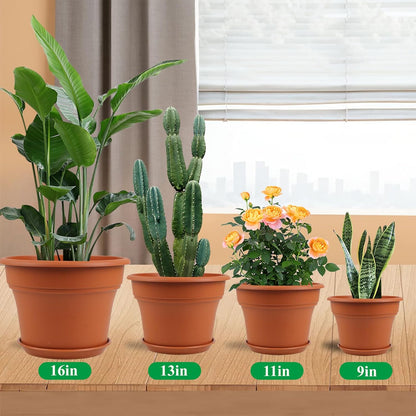 16 inch Plastic-Flower-Pot-for-Indoor-Plants, 4 Pack Large Outdoor Planter Pot with Drainage Holes
