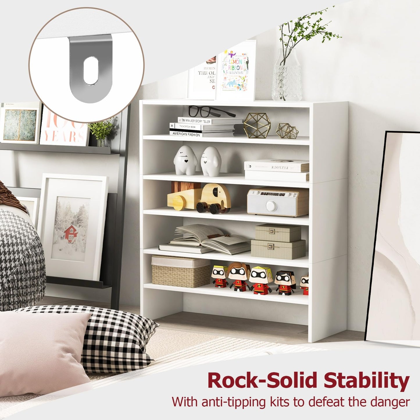 Tangkula 6-Tier Stackble Shoe Rack for Closet, Space Saving Wooden Corner Shoe Storage Shelf for 18