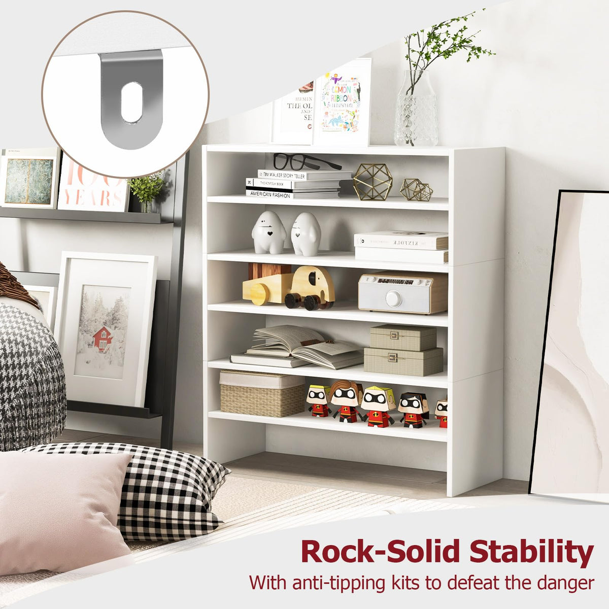 Tangkula 6-Tier Stackble Shoe Rack for Closet, Space Saving Wooden Corner Shoe Storage Shelf for 18