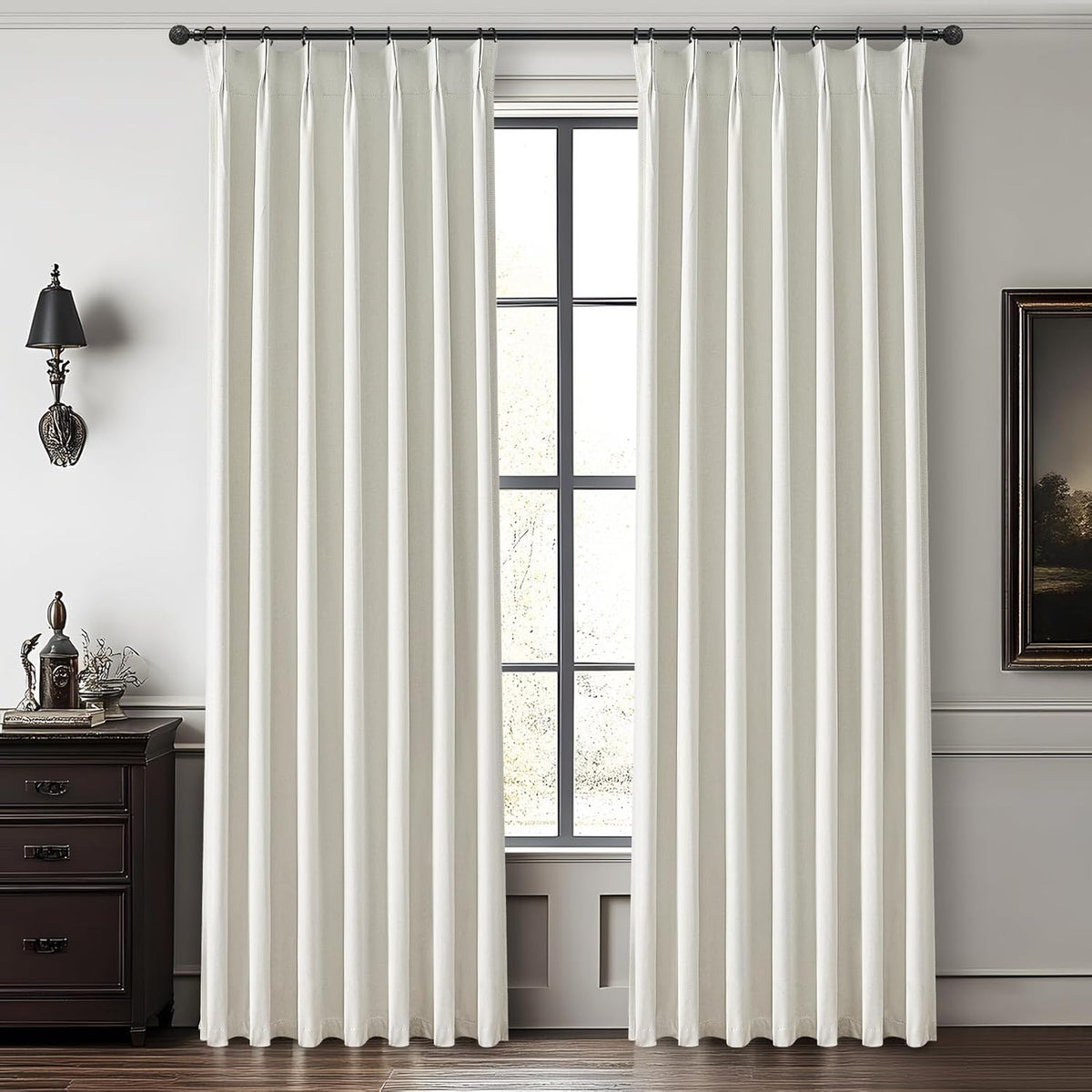 Luxury Pinch Pleated Linen 86 Inch Curtains for Living Room, Boho Blackout Viral Curtains Thermal