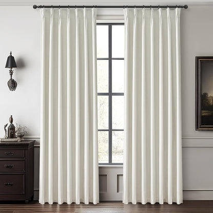 Luxury Pinch Pleated Linen 86 Inch Curtains for Living Room, Boho Blackout Viral Curtains Thermal