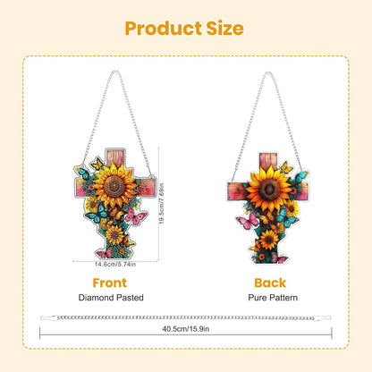 EOBROMD Diamond Hanging Art Kits for Adults, Cross Butterfly Suncatcher Diamond Art Painting, DIY