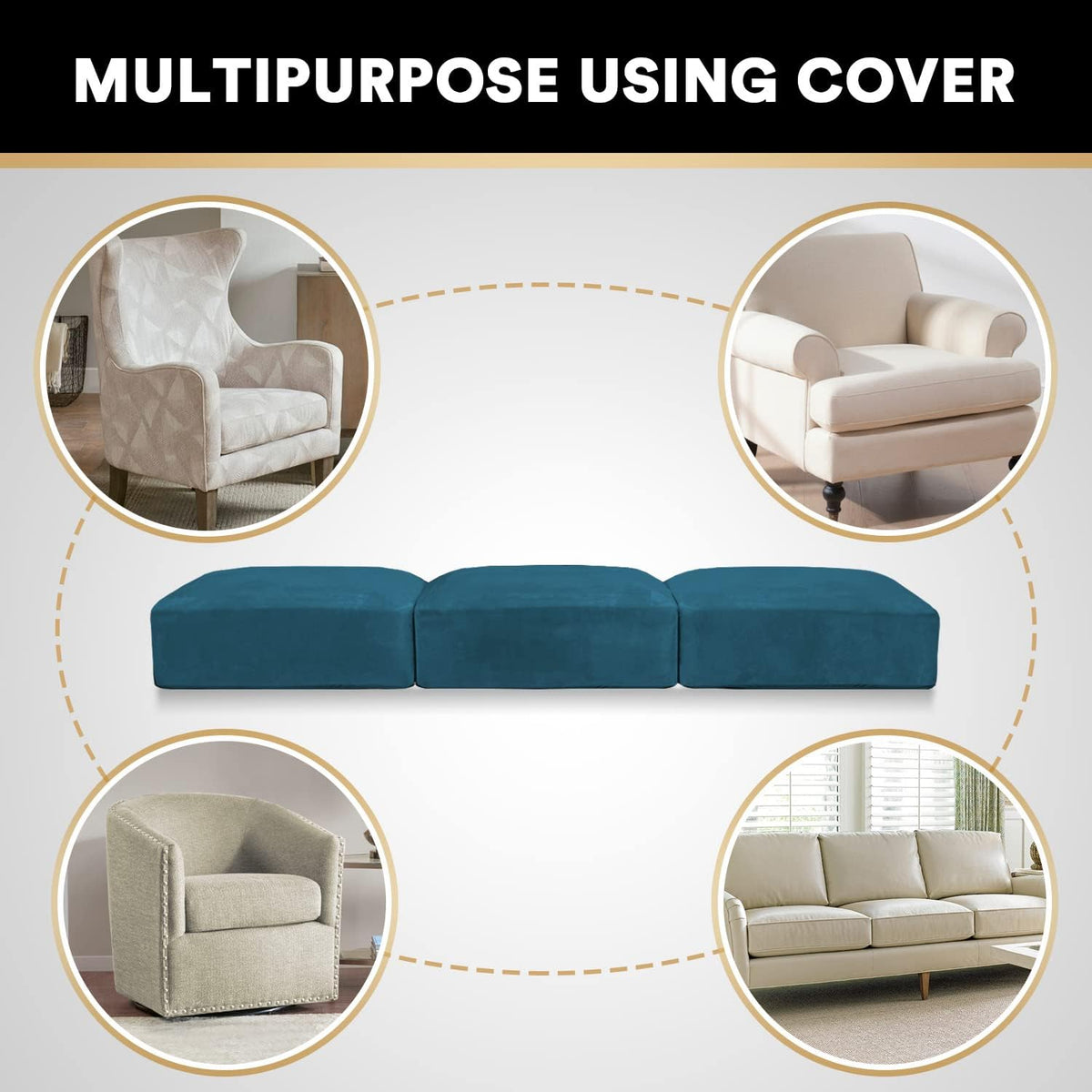 PrinceDeco Stretch Sofa Cushion Covers for Couches and Sofas,Soft Velvet Couch Seat Covers, Sofa