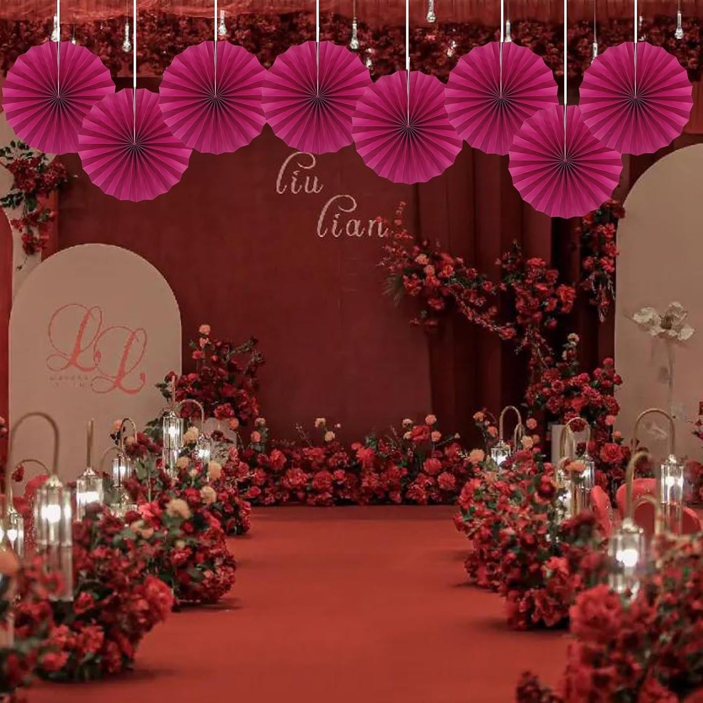 Red Party Decorations,Paper Decorations for Party,Girls Party Decorations Party Paper Fans Bulk