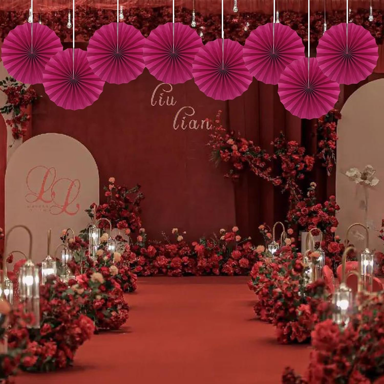 Red Party Decorations,Paper Decorations for Party,Girls Party Decorations Party Paper Fans Bulk