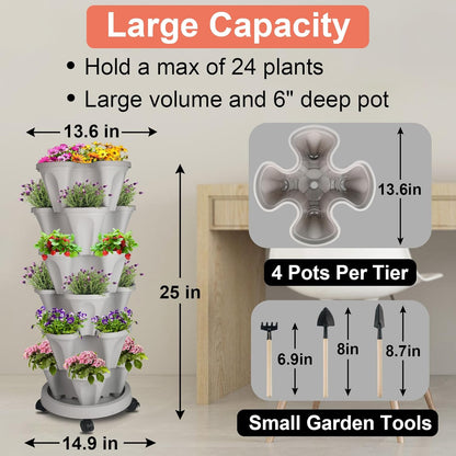 Vertical Planter 6 Tier Stackable Planters Garden Planters Strawberry Herb Flower and Vegetable