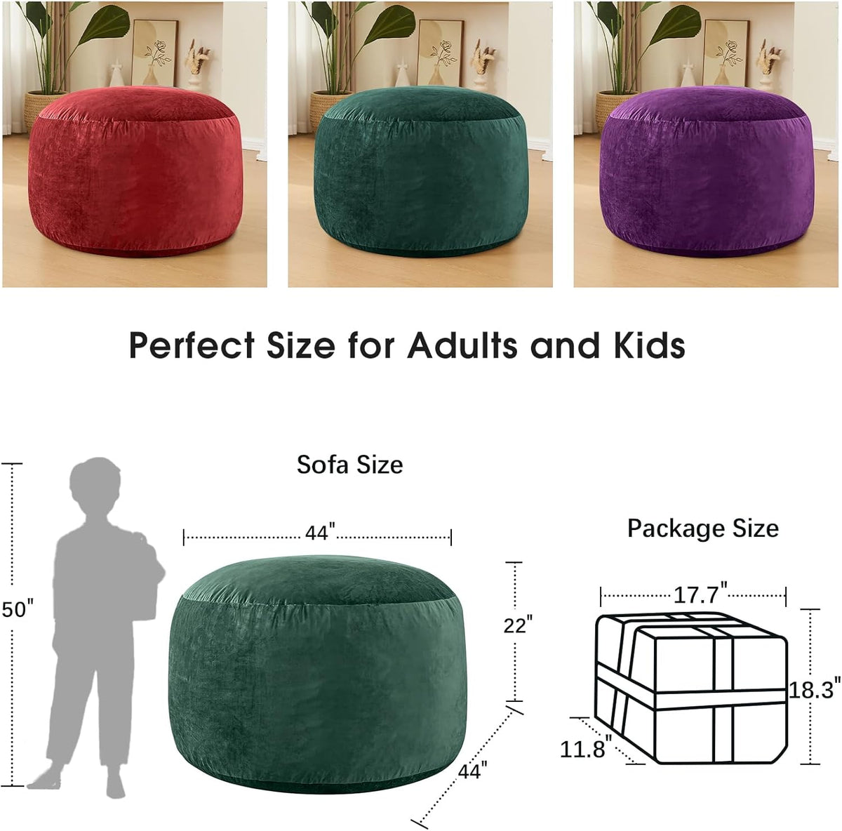 Bean Bag Chairs for Adults - Memory Foam Furniture BeanBag Chair - Kids/Teens Sofa with Soft Micro
