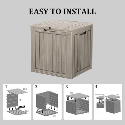 35 Gallon Lockable Resin Deck Box, Waterproof & UV-Resistant Outdoor Storage Box for Outdoor