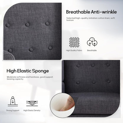 HUIMO Accent Chair Living Room Chair, Upholstered Button Tufted Armchair, Linen Fabric Sofa Chairs