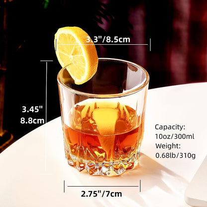 Whiskey Glasses Set of 4,Lead-Free Crystal Old Fashioned Glass,Scotch Glass Tumblers for Drinking