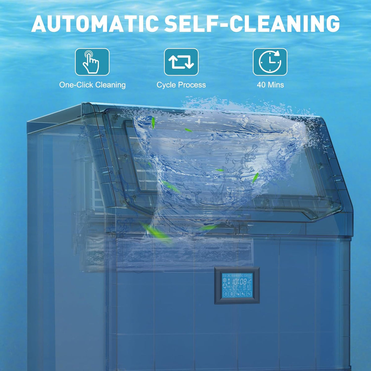 Commercial Ice Maker Machine 550LBS/24H with 185LBS Large Ice Storage Bin, 162Pcs Clear Ice Cubes