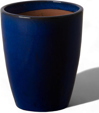 Emissary Home and Garden Bullet 11.5 in. Blue Ceramic Round Planter (11.5 in. L x 11.5 in. W x 14