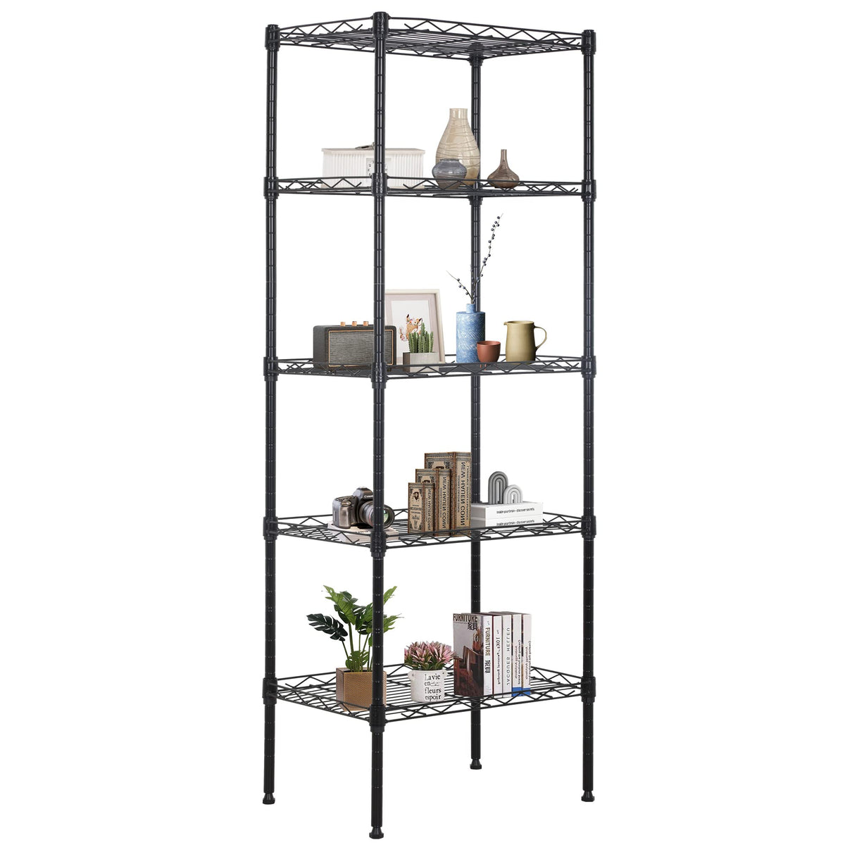 FDW 17L x 12W x 48H Wire Shelving 5 Tier Adjustable Metal Shelves NSF Pantry Shelves Storage Rack