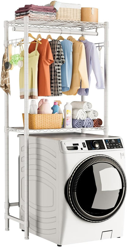 Over Washer and Dryer Shelves,2 Tier Adjustable Height Wire Shelving Laundry Room Storage