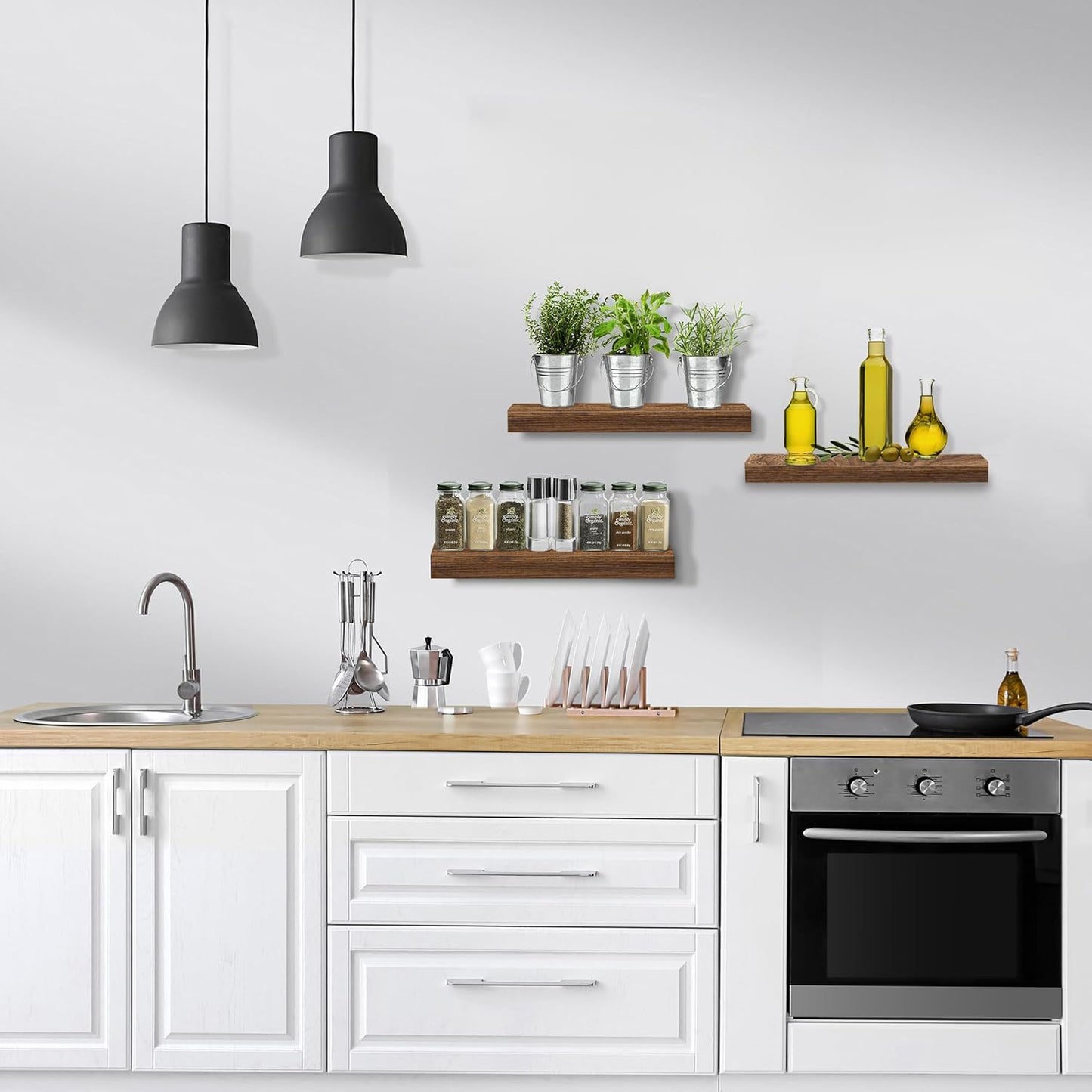 Sorbus Floating Shelves for Wall, Bathroom Shelves Wall Mounted for Kitchen, Bedroom, Bathroom