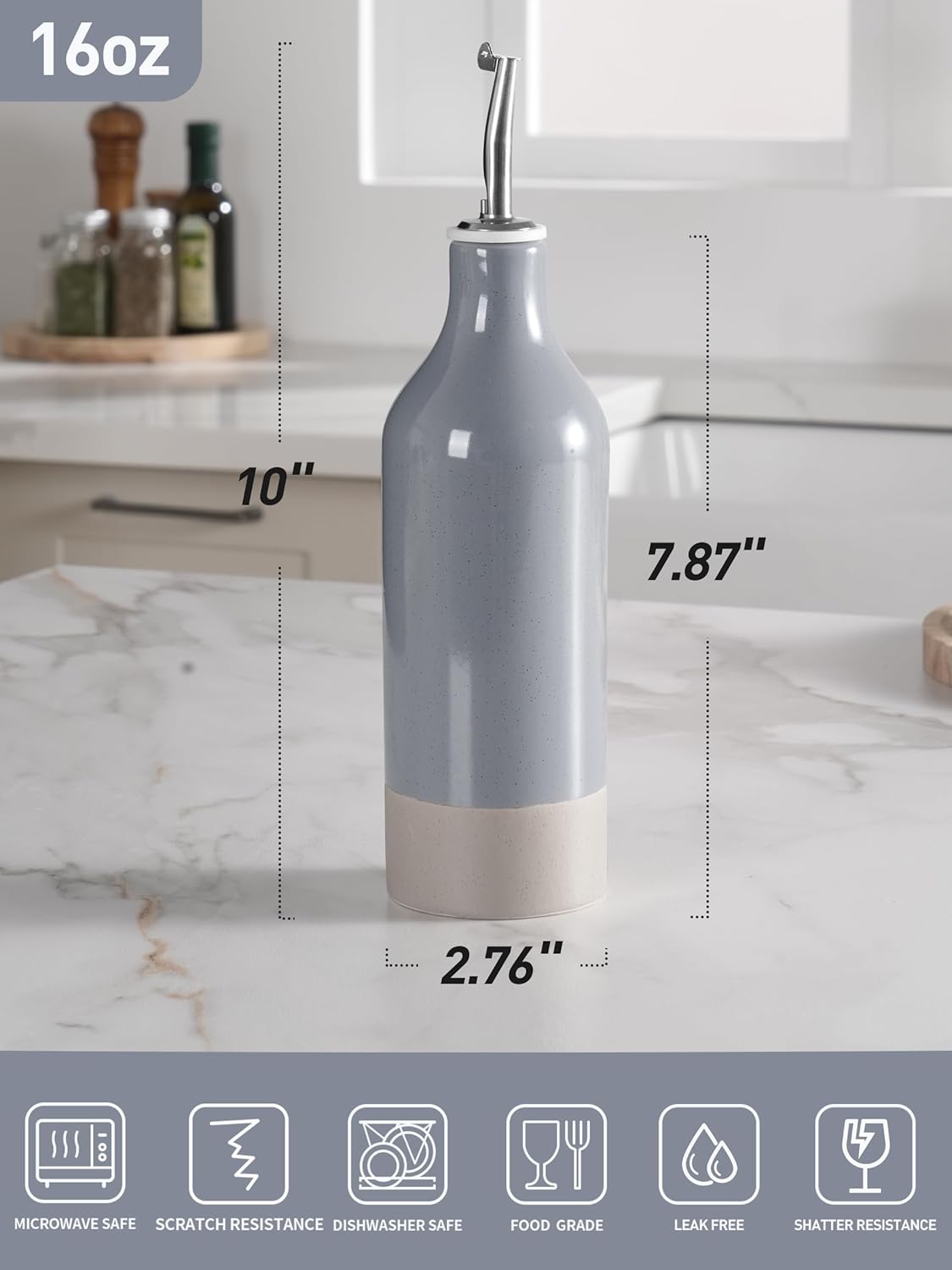 famiware Milkyway 16oz Ceramic Olive Oil Dispenser Bottle, 1 Piece Oil Dispenser for Kitchen with