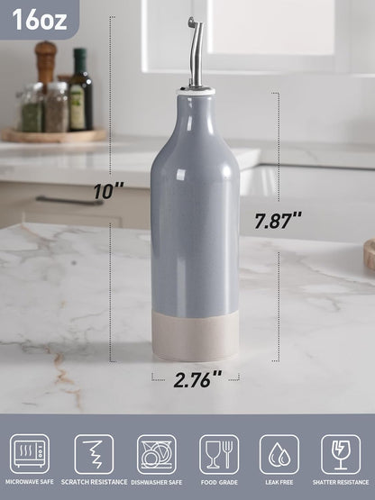 famiware Milkyway 16oz Ceramic Olive Oil Dispenser Bottle, 1 Piece Oil Dispenser for Kitchen with