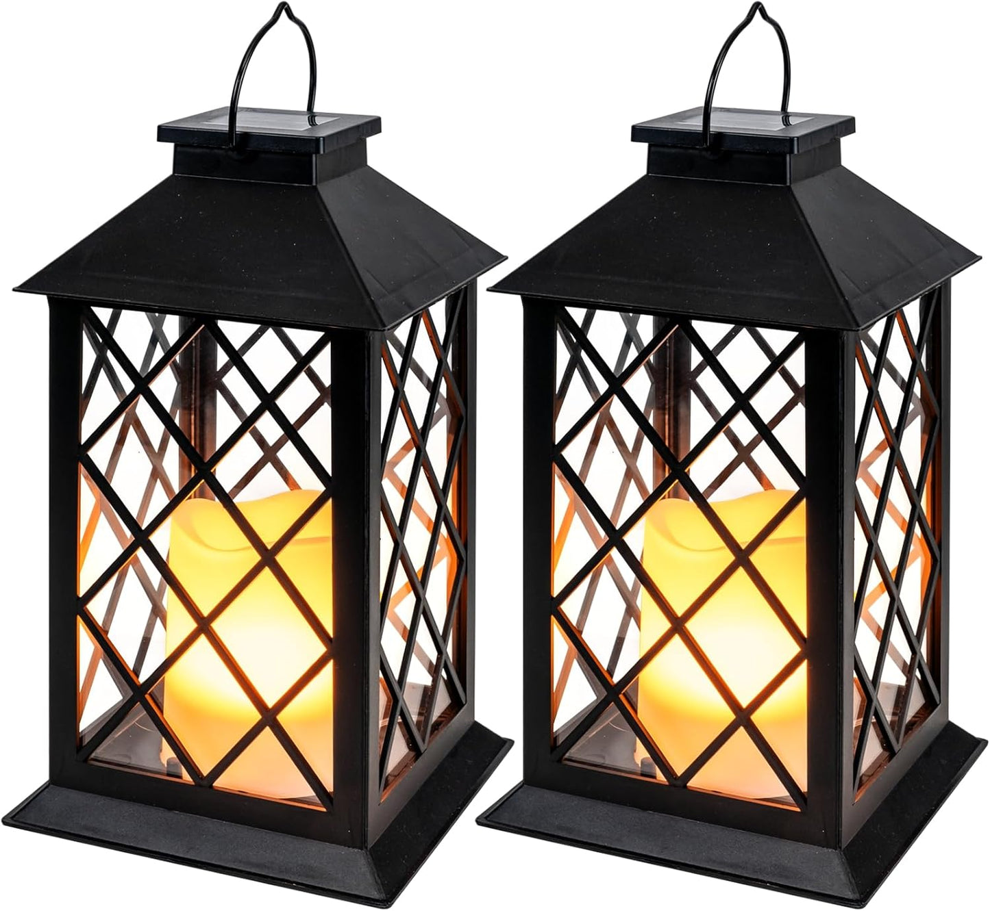Homemory Solar Lanterns Outdoor Waterproof Hanging with Flickering Flameless Candles, 2 Pack 13''