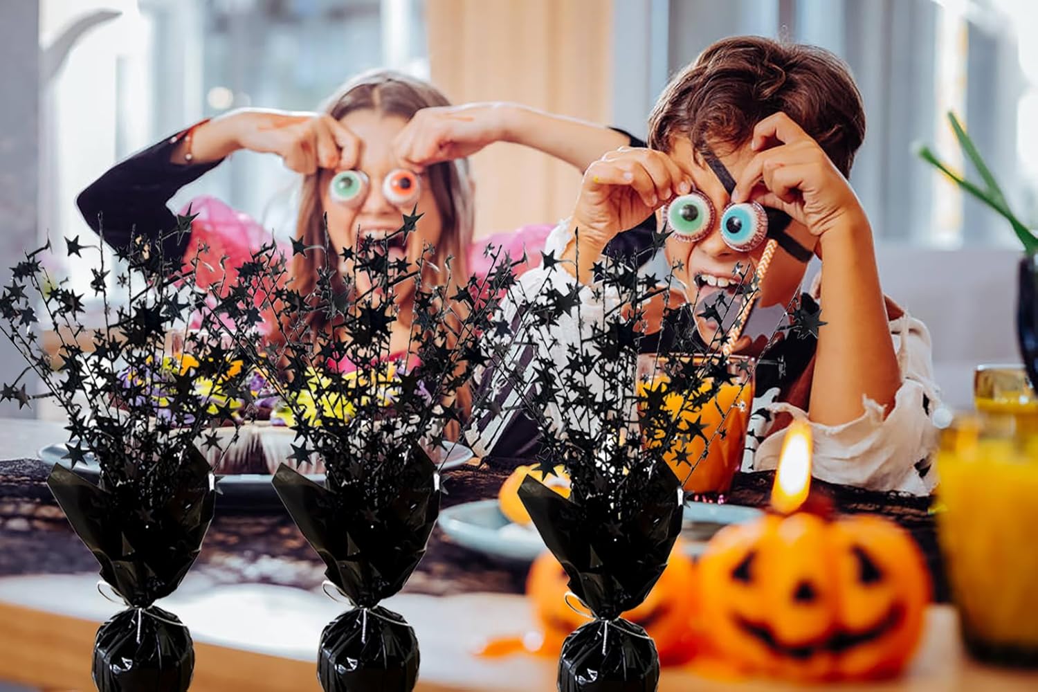 6 Pack Halloween Decoration Indoor Metallic Foil Spray Centerpiece Star Table Decoration Burst