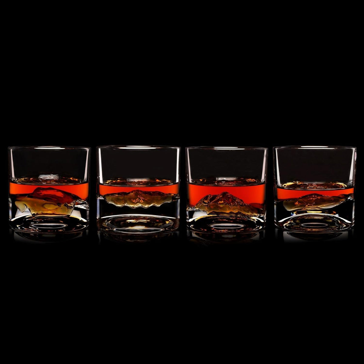 American Peaks Heavy Crystal Whiskey Glasses Gift Set of 4, Thick Freezable Bourbon Glass 1lb Each