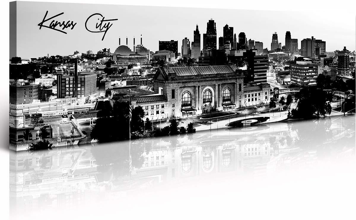 Pictures for Bedroom Black and White Wall Art Kansas City Panoramic Cityscape Skyline Canvas Art