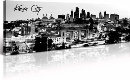 Pictures for Bedroom Black and White Wall Art Kansas City Panoramic Cityscape Skyline Canvas Art