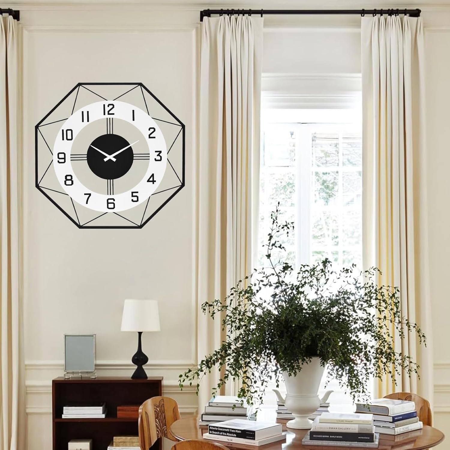 Modern Look Wall Clock – Large Decorative Silent Clock for Living Room Decor, 24 Inch Geometric