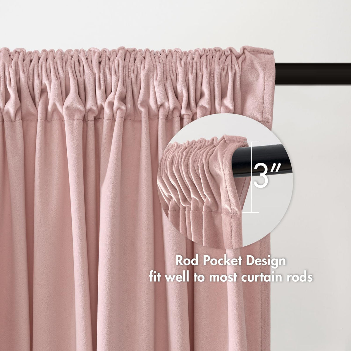 MIULEE Baby Pink Velvet Curtains Thermal Insulated Blackout Curtain Drapes for Bedroom Living Room