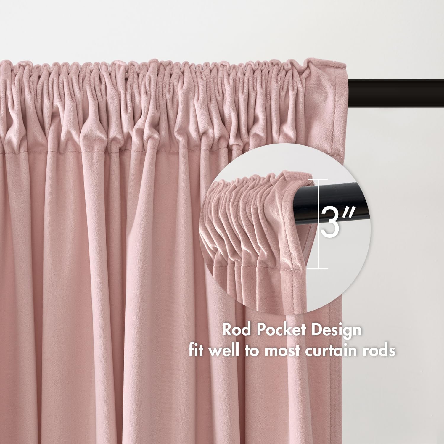 MIULEE Baby Pink Velvet Curtains Thermal Insulated Blackout Curtain Drapes for Bedroom Living Room