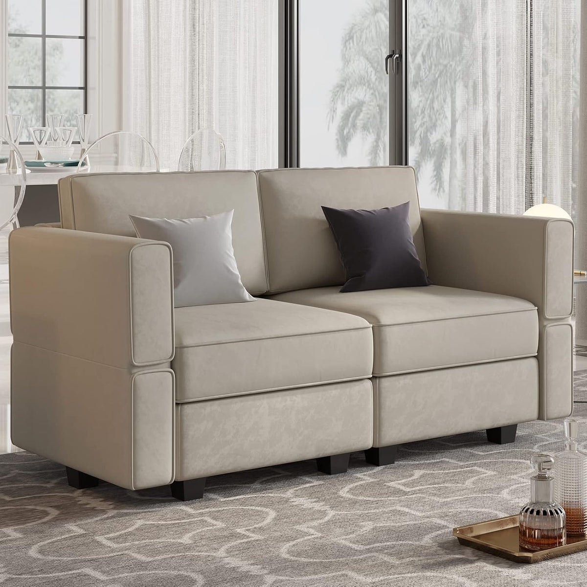 Belffin Modular Loveseat Sofa Couch with Storage Seats Velvet 2 Seater Love Seats for Small Spaces