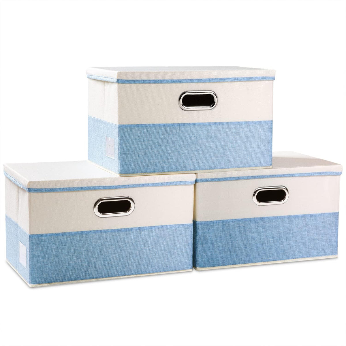 PRANDOM Large Foldable Storage Boxes with Lids [3-Pack] Fabric Collapsible Storage Bins Organizer