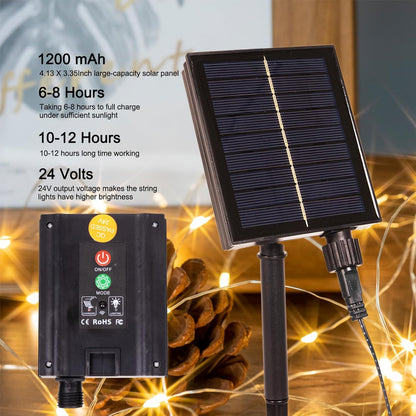 Solar String Lights for Outside,200FT 600 LEDs Solar Fairy Lights,Waterproof 8 Modes Button Outdoor