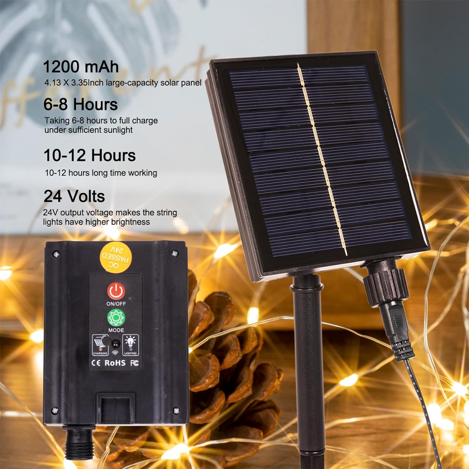 Solar String Lights for Outside,100FT 300 LEDs Solar Fairy Lights,Waterproof 8 Modes Button Outdoor