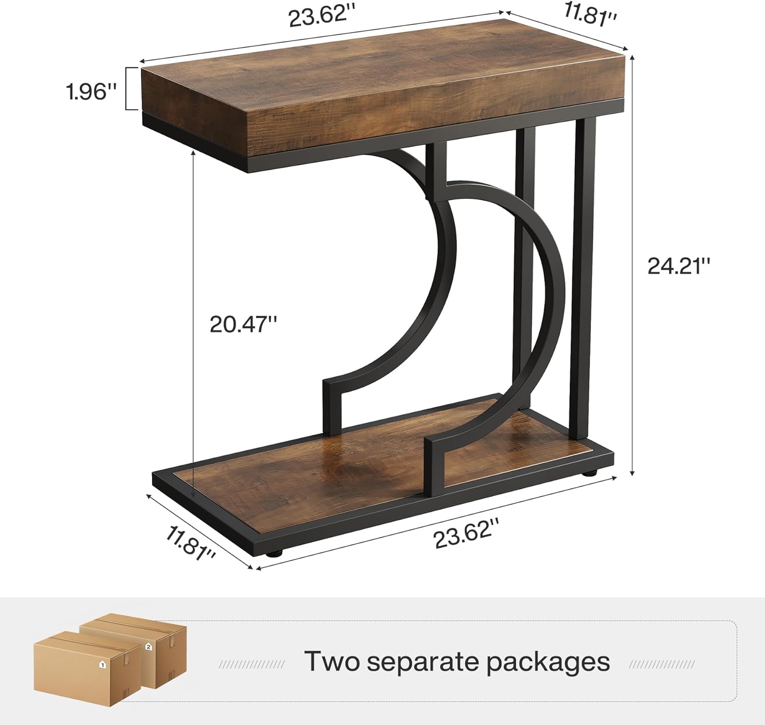 Tribesigns Side Table Set of 2 Narrow C Shaped End Table Modern Bedside Tables for Couch, Small